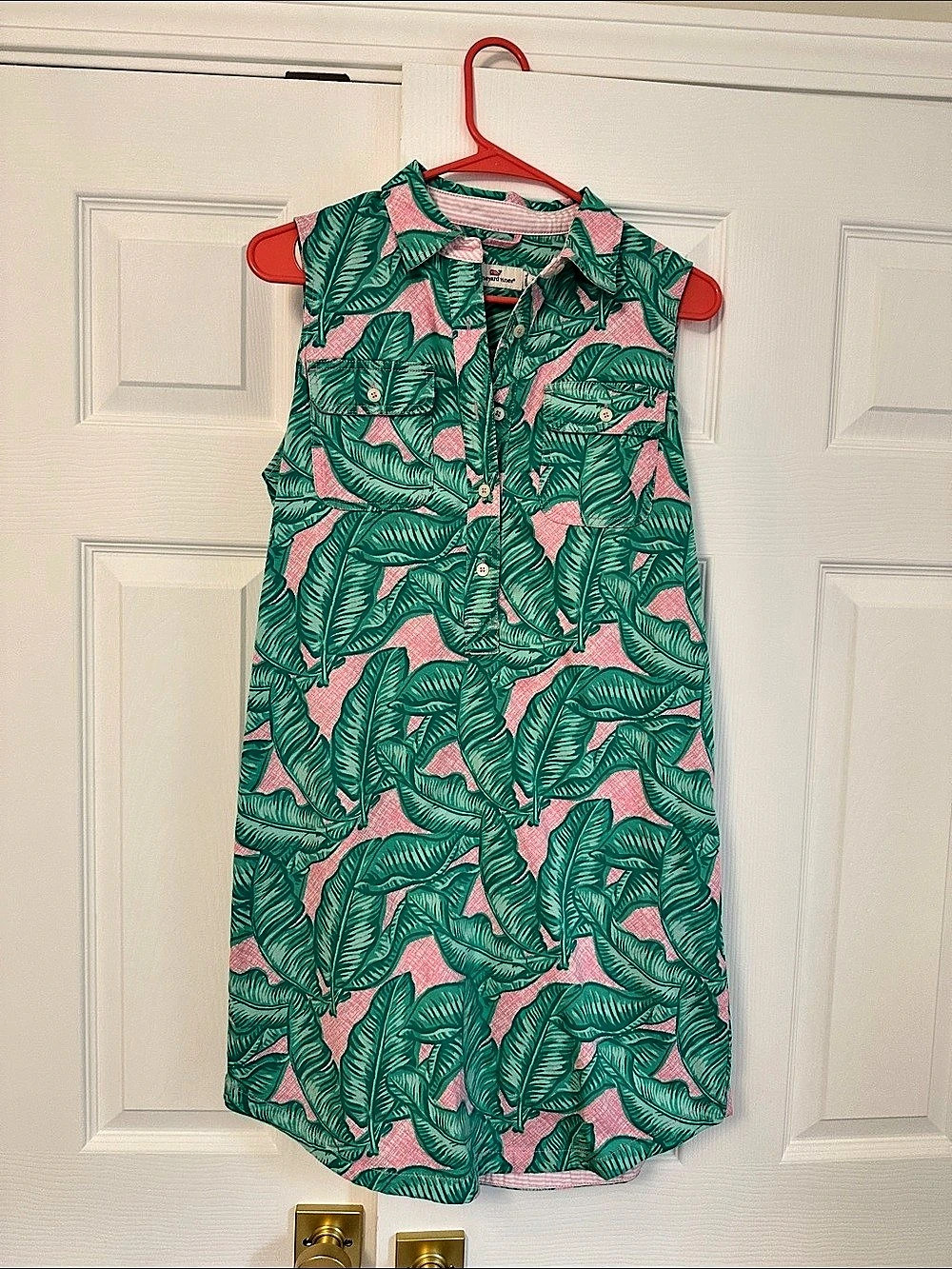 Vineyard Vines Margo Shirt Dress Floral Mini Green & Pink Size 2